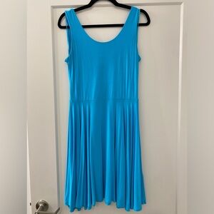Cross back blue midi dress